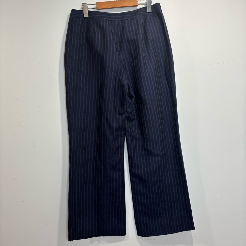 Portfolio Louben Size 12 Navy Blue Pinstripe Dress Pants Career Office Trousers - Picture 5 of 15